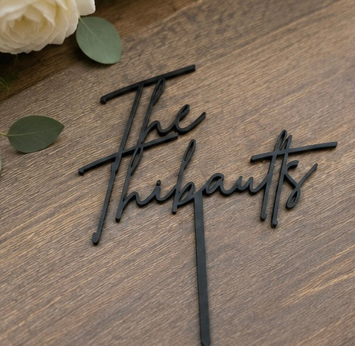 Custom Acrylic Wedding Cake Topper | Modern Script Laser Cut Cake Decoration | Personalized Wedding Cake Decor | Elegant Bridal Shower Topper