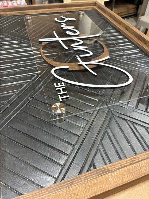 Personalized Family Name Sign | Custom Wood & Acrylic Last Name Wall Decor | Modern Farmhouse Housewarming & Wedding Gift