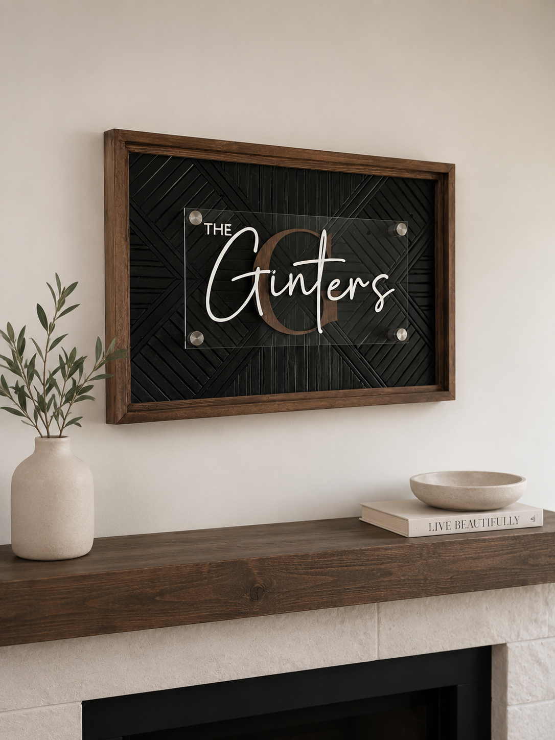 Family Name Sign Personalized Art Custom Wedding Gift Newlywed Couple Keepsake Farmhouse Wall Art Rustic Wood Acrylic Plaque Housewarming