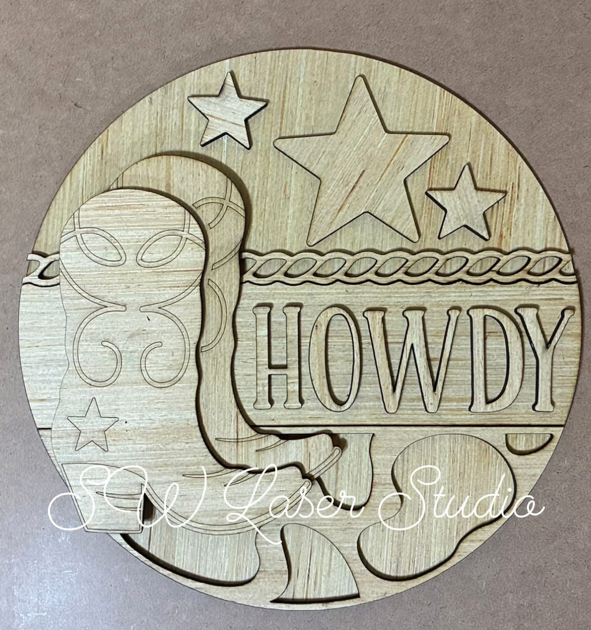 0130 - DIY craft kit, Howdy, Western, Wood Sign