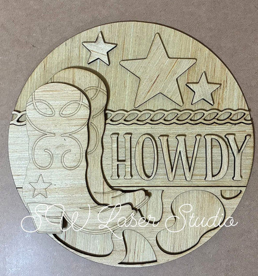 0130 - DIY craft kit, Howdy, Western, Wood Sign